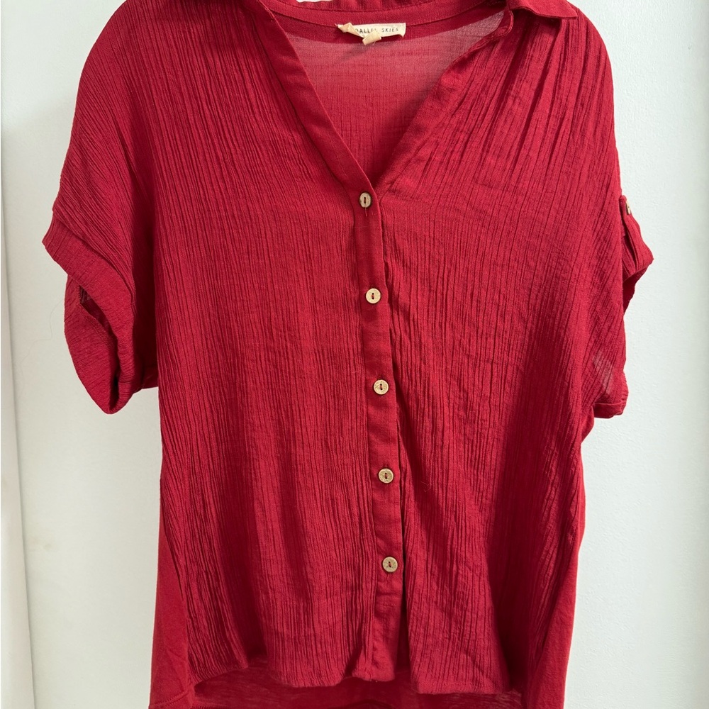 Crimson Button-Down Shirt for Women